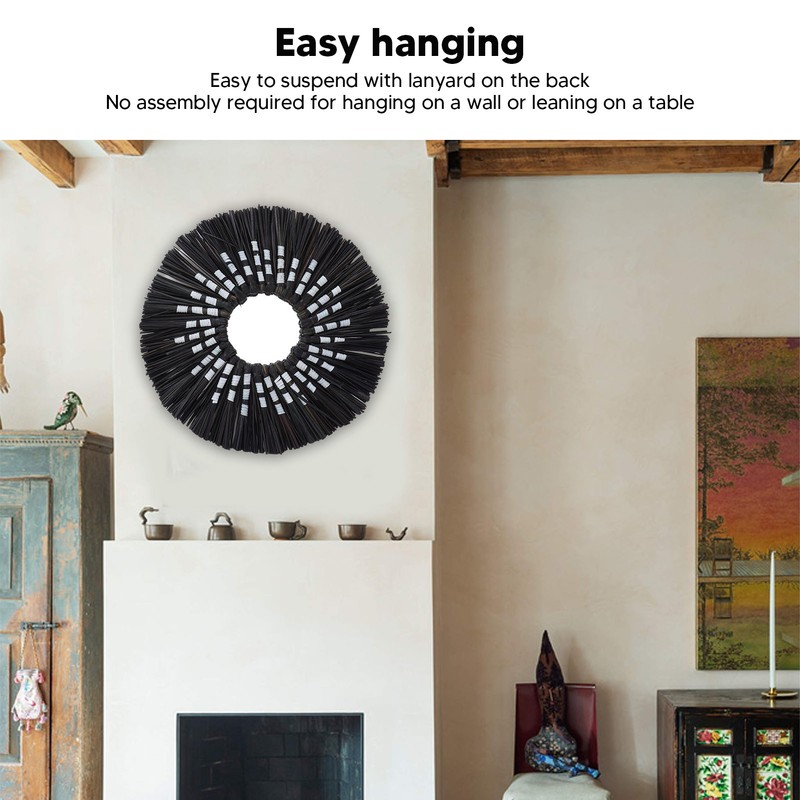 Seagrass Wall Mirror Hand Woven Decorative Round Seagrass Hanging Mirror