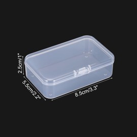 PATIKIL 3.3x2.2x1 Inch Clear Storage Box with Hinged Lid, 6Pack Plastic Stackable Rectangle Organizer Container for Bead Jewelry Small Item Art Craft Project