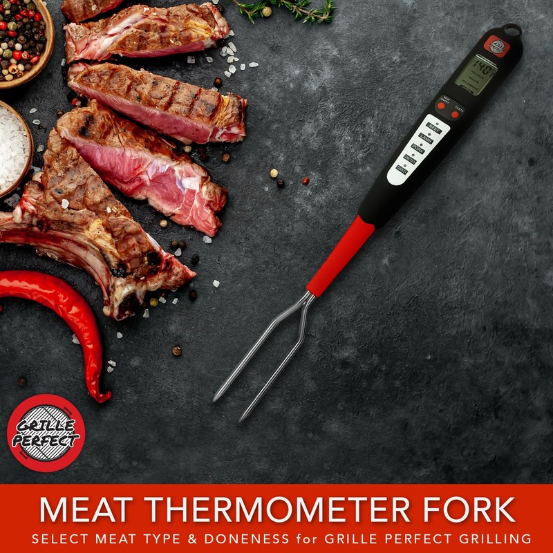 Digital Meat Thermometer Fork for Grilling and Barbecue Fast Read
