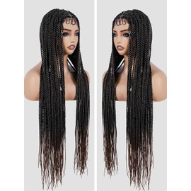 ZHENGON Braided Wigs for Black Women Box Braid Wig with Baby Hair Large Parting Space Dreadlock LaceFront Wig Braids Hair Replacement Wigs for Daily Use 30inch