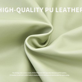 HOMECOVER Dining Room Chair Seat Covers Set of 2 Waterproof Chair Covers, PU Leather Chair Cover Seat Surface Removable Stretch Dining Room Chair Seat Covers for Dining Room Chairs, Set of 2, Light