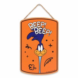 Looney Tunes Road Runner Beep Beep Hanging Wood Wall Decor - Fun Road Runner Sign for Home Decorating