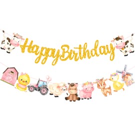 Farm Animals Birthday Party Banner Farmhouse Party Banners Farm Animals Cutout Banners Farm Birthday Party Decorations for Barnyard Theme Baby Shower Supplies