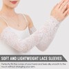 FloralGrace 1 Piece White Lace UV Protection Arm Warmers for