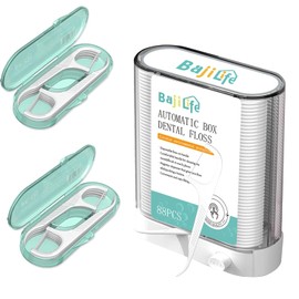 Dispensador de palillos de hilo dental, 104 unidades, soporte portátil, estuche de viaje portátil, hilo dental de nailon, 1,04 pies (paquete de 100)