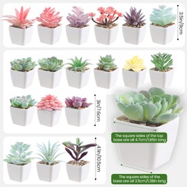 18 Set Artificial Faux Succulents in Pots Artificial Succulent Plant for Women Assorted Decorative Small Fake Plant Potted Faux Cactus Plant for Shelf Desk Room Bedroom Bathroom Office Decor (Cute)
