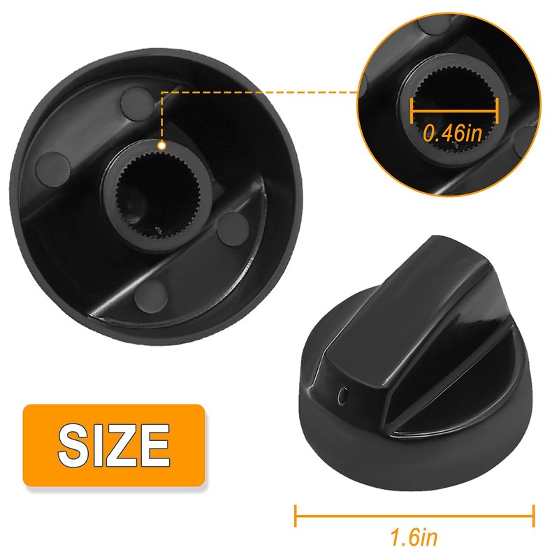 AMI PARTS Universal Oven Knobs - 4 Black Stove Control