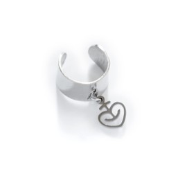 Astra Big Ear Cuff Ear Cuff Stud Earrings with Heart Anchor Pendant Made of Polished Stainless Steel (Pack of 1) Gift Idea from St Pauli, Stainless Steel