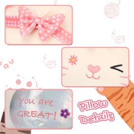 Mushymallow 20-Inch Bow Hairband Cat Plush Pillow Jumbo Cat Plush Cute Kitten Large Cat Plush Toy Giant Soft Hugging Kitten Stuffed Animal Birthday for Girls Kids