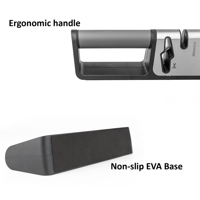 AINMEGE Knife Sharpeners, 2 Stage Best Knife Sharpener, 3-in-1 Quality