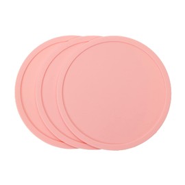 ONLYKXY 3 Pieces 3.93 Inch Silicone Coasters, Round Coasters for Drinks, Beverage Coffee Tea Coaster (Pink)