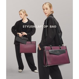 LOVEVOOK Laptop Bag for Women, 15.6'' Laptop Tote Purse 2-in-1 Professional Work Bag Business Briefcase with Clutch Purse, Waterproof Leather Computer Handbag for Teacher Office Travel