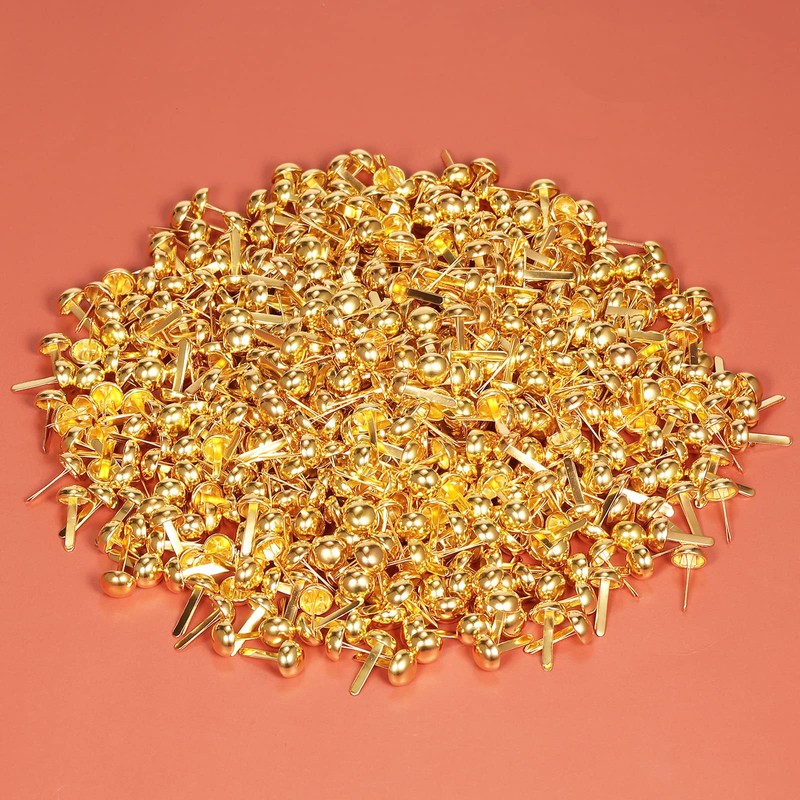 KINBOM 600pcs 8 x15mm Paper Fasteners Brads, Gold Round Head
