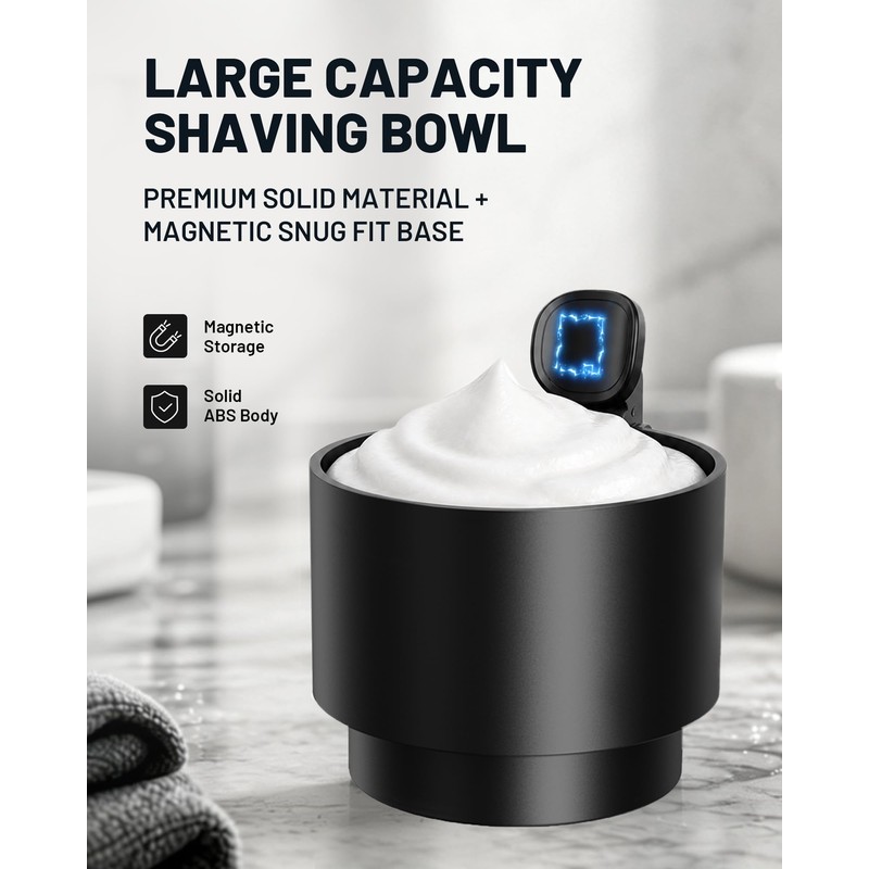 KAUGIC Electric Shaving Brush with Bowl, 2 Pack, Fast Spin-Drying,