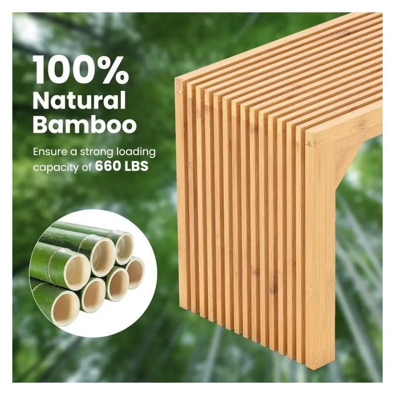 Solid Bamboo Dining and Entryway Bench Indoor and Outdoor Patio