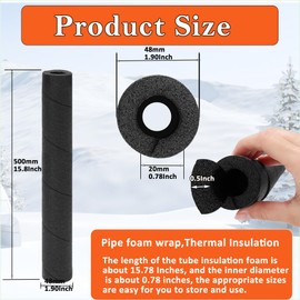 3 Pack Pipe Insulation Foam Tube - 15.8 Inches Black Foam Pipe Covers - Multi-Purpose Soft Foam Tubing for Outdoor Indoor Swimming Pool Handle Water Pipes