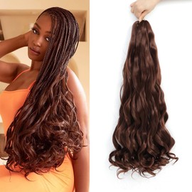 WoWCFyyds 8 Packs French Curl Braiding Hair 24 Inch Loose Wave Spiral Curly Braiding Hair Extensions 75 g/Pack Soft French Curls Synthetic Hair Extensions for Braiding (33#)