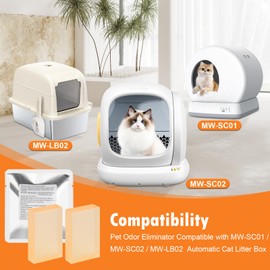 12 Pack Litter Box Deodorizer Compatible with MeoWant MW-SC01 / MW-SC02 / LB02 Self-Cleaning Cat Litter Boxes, 360° Odor Lock Cat Toilet Odor Eliminator Gel