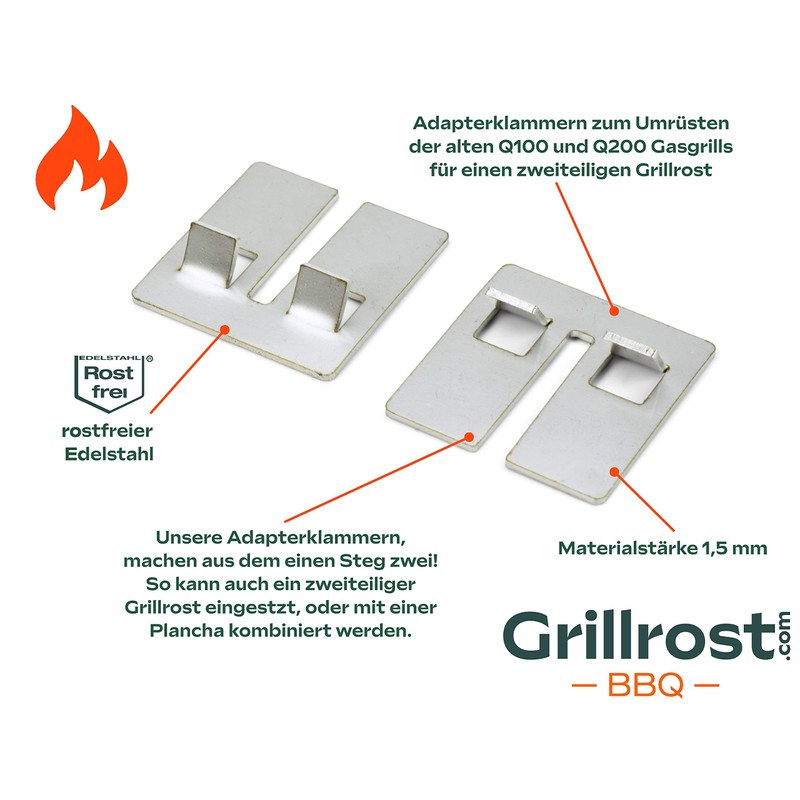 Grillrost.com Das Original Adapter Clips Suitable for Weber Q100/Q200 Grills