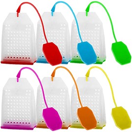 FineGood - Paquete de 6 infusor de té de silicona, reutilizable, seguro, de hojas sueltas, filtro de colador con seis colores
