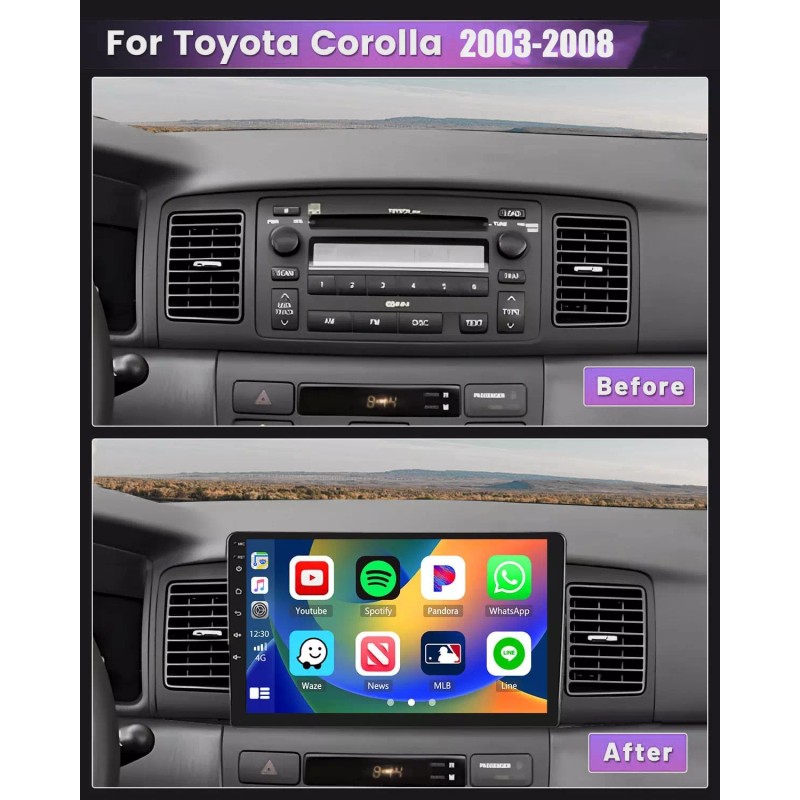 Unbranded For Toyota Corolla 2003-2008 Android 13 Car Stereo Radio
