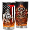 WAZONE Firefighter Tumbler Cup Thin Red Line Flag Design Travel