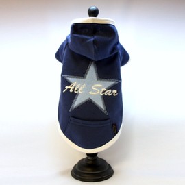 Alphadog Series All Star Embroidery Hooded (Hoody) T-Shirt with Pocket for Your Dog or Cat (XL, Navy)