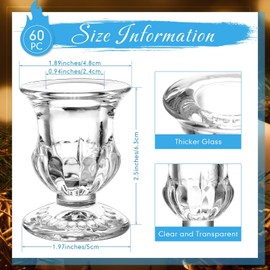 Foaincore Taper Candle Holders Bulk 2.5 Inch Candlestick Holder Small Candlestick Holder Thicker Glass Candle Sticks Set for Wedding Christmas Party Table Centerpiece(Clear,60 Pcs)