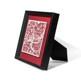 O3 DESIGN STUDIO Berlin Marco de Papel para mapas, White map, Black frame, 9x9 inches, Gift Boxed, 4 background color, self-changing, Paper Art