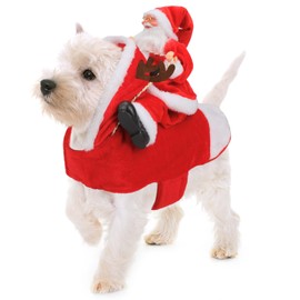 Mfsdai Dog Christmas Costume, Santa Riding Clothing, Dog Costume, Dog Jumper Coat, Christmas Red for Small, Medium, Large Dogs, Cats, S