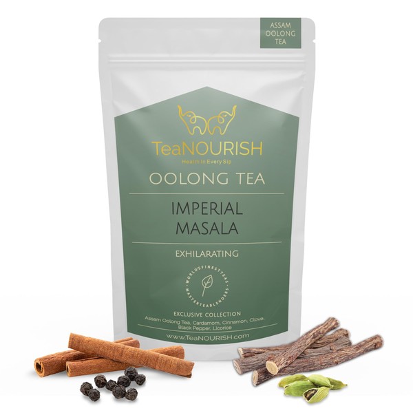 TeaNOURISH Imperial Masala Oolong Tea | Assam Loose Leaf | Floral Aroma & Flavor | Blend of Cardamom, Cinnamon, Clove, Licorice | 100% NATURAL INGREDIENTS - 1.76oz/50g