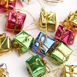 Factory Direct Craft Package of 72 Shiny Metallic Wrapped Miniature Package Ornaments for Christmas & Holiday Decorating and Tree Ornaments