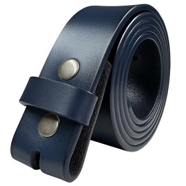 Replacement Belt Strap Genuine Leather Plain Casual Belt Strap with Snaps 1-1/2"(38mm) Wide (Navy, 32)