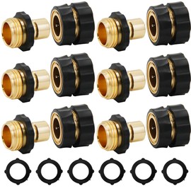 Triumpeek 3/4" Garden Hose Connector, 6 Sets Garden Hose Quick Connect Fittings, Male and Female Quick Release Garden Hose Connector
