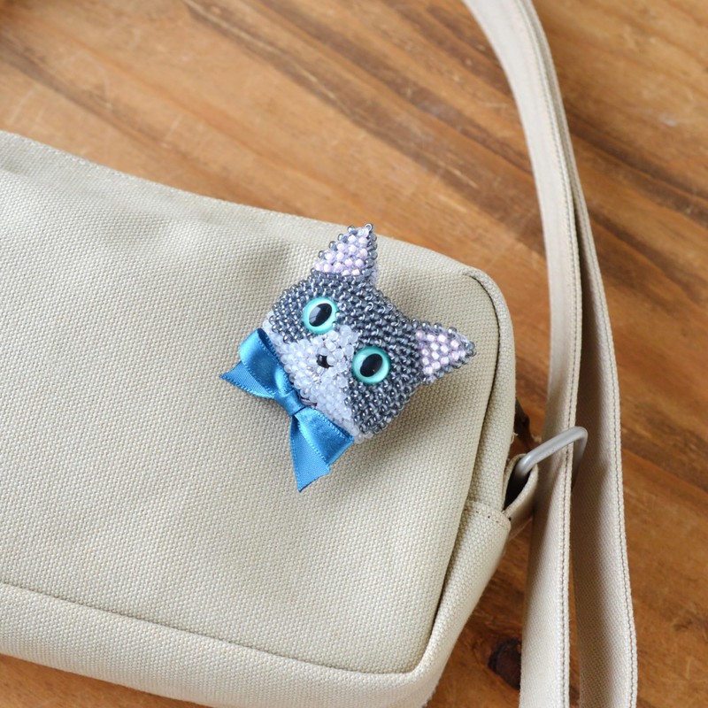 MIYUKI (Miyuki) Bead Kit, Crochet Bead Embroidery Cat Brooch Kit,