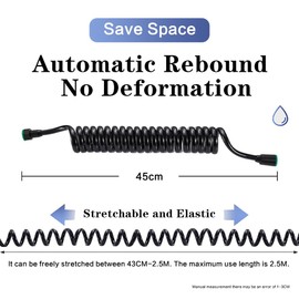 Spring Flexible Shower Hose,ABS Flexible Telescopic Shower Hose for Toilet Faucet, Bidet Sprayer, Hand Shower, Basin faucet showers, Bathroom Spiral Flexible Shower Hose (black)