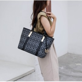 MKF Collection Tote Bag for Women, Shoulder Handbag & Wristlet Pouch Purse Top Handle Vegan Leather 4Pcs Set Pocketbook Marimar by Mia k