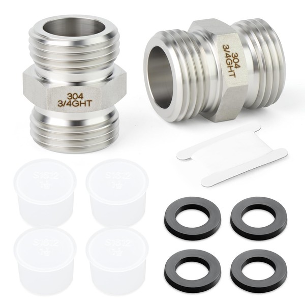 TAISHER 2PCS 304 Stainless Steel Garden Hose Adapter, 3/4" GHT