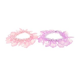 Girls Ladies Ballet Pair Flower Beaded School Party Princess Hair Scrunches (Pink Purple Daisy)