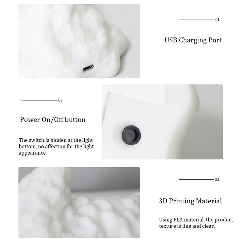 3D Printing Ice Dragon Fire Lamp Warm Night Light USB