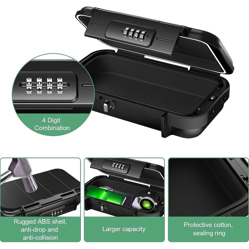 RUNTOO MU Portable Safe Box, Security Lock Case with 4-Digit