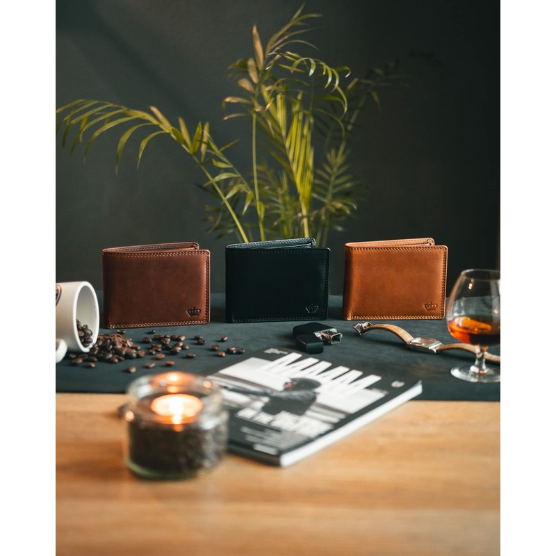 Baur Men's Genuine Leather Wallet with RFID Protection, Landscape Format,