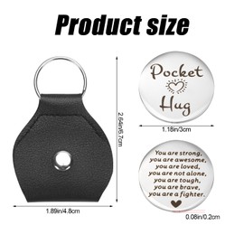 Gosknor Pocket Hug Token, Double Sided Pocket Hug Coin keychain with Leather Case Stainless Steel Pocket Hug Decoration Gift for Birthday Festivals Thanksgiving Christmas