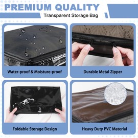 Heonay Clear Zippered Storage Bags Plastic Sweater Storage Bags with Zipper 6 Packs Clothing Organizer for Blankets Linen Sweater Bed Sheet Quilt Clothes Pillow (10.5 x 10.5 x 2.5 Inch, Black)