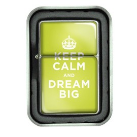 Windproof Refillable Oil Lighter with Tin Gift Box Keep Calm and Dream Big Design-001