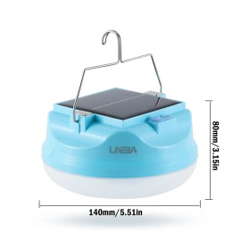 LINEBA LED Solar Camping Light Bulb USB Rechargeable Hiking Tent Lantern Lamp 3-Gears