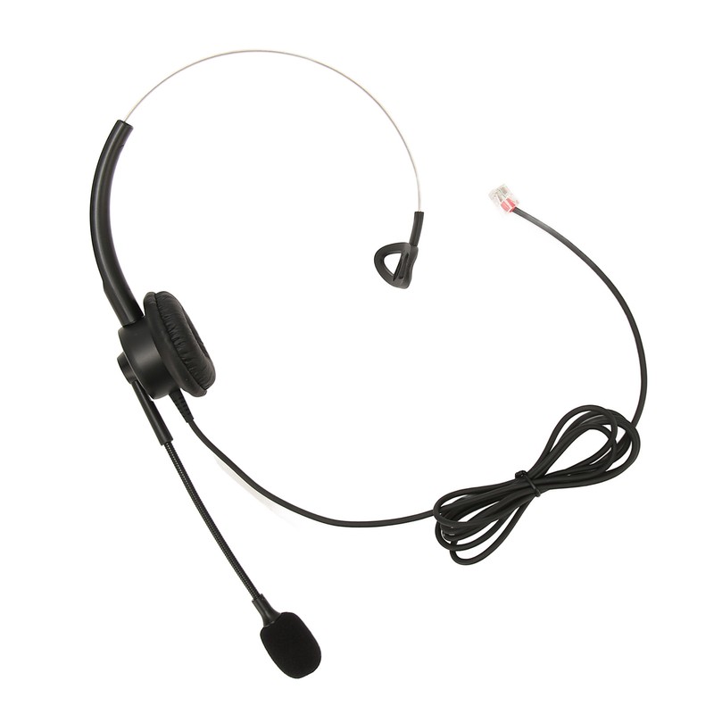 Telephone Headset Single Ear Professional Noise Canceling Adjustable Wired Phone