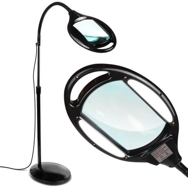 Brightech LightView Pro - Full Page Magnifying Floor Lamp - Hands Free Magnifier with Bright LED Light for Reading - Flexible Gooseneck Holds Position - Standing Mag Lamp