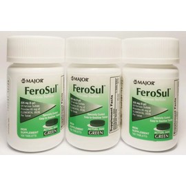Major Ferrous Sulfate (5GR) Coated FeroSul 325mg 100tablets (pack of 3)EXP:08/25