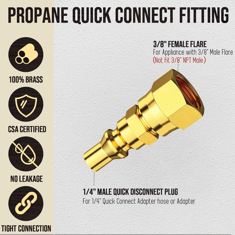 VIEAUBE 1/4'' RV Propane Quick Connect Fittings to 3/8' Female